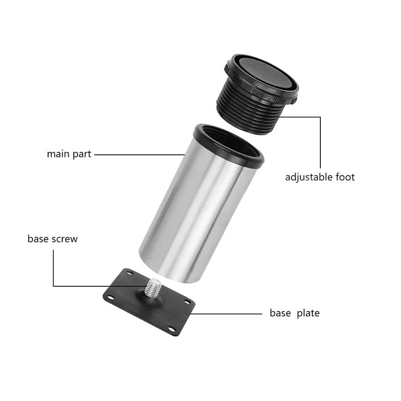 Owfeel Stainless Steel Furniture Legs Adjustable Metal Desk Feet Office Table for Home DIY Projects TV Stand Bench Dining Board Desk Sofa Couch Chair Cabinet Pack of 4 (5cm) - Image 3